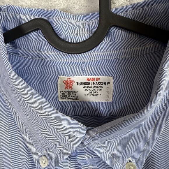 Turnbull & Asser Men's Dress Shirt XL?*READ Blue Classic Luxury Button Down - Picture 5 of 16